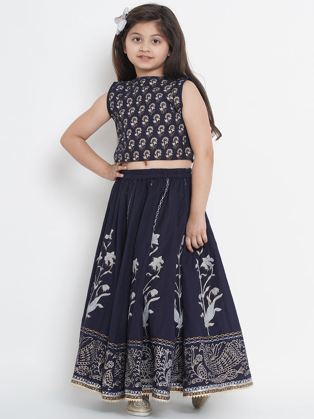 Bitiya by Bhama Navy Blue Ready to Wear Lehenga with Blouse