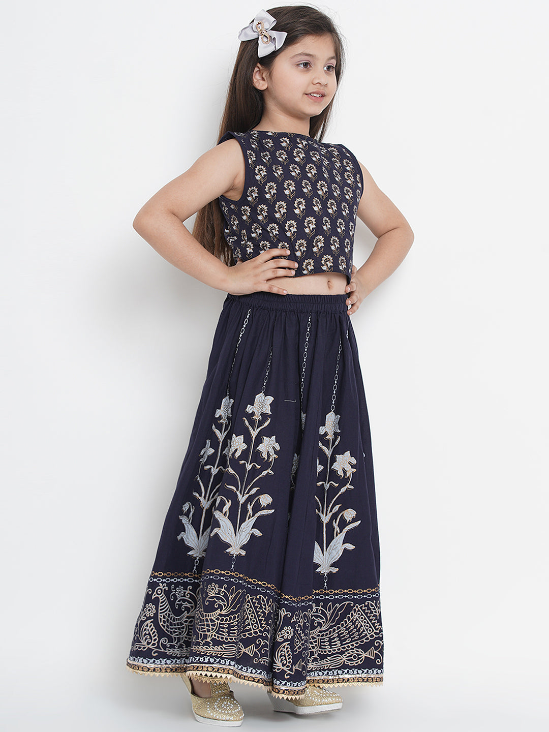Bitiya by Bhama Navy Blue Ready to Wear Lehenga with Blouse
