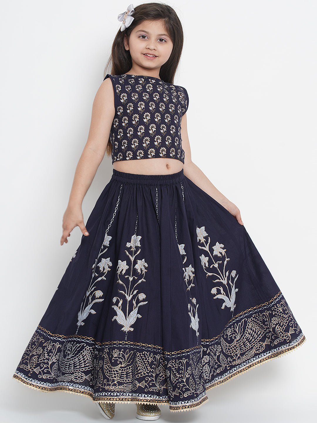 Bitiya by Bhama Navy Blue Ready to Wear Lehenga with Blouse