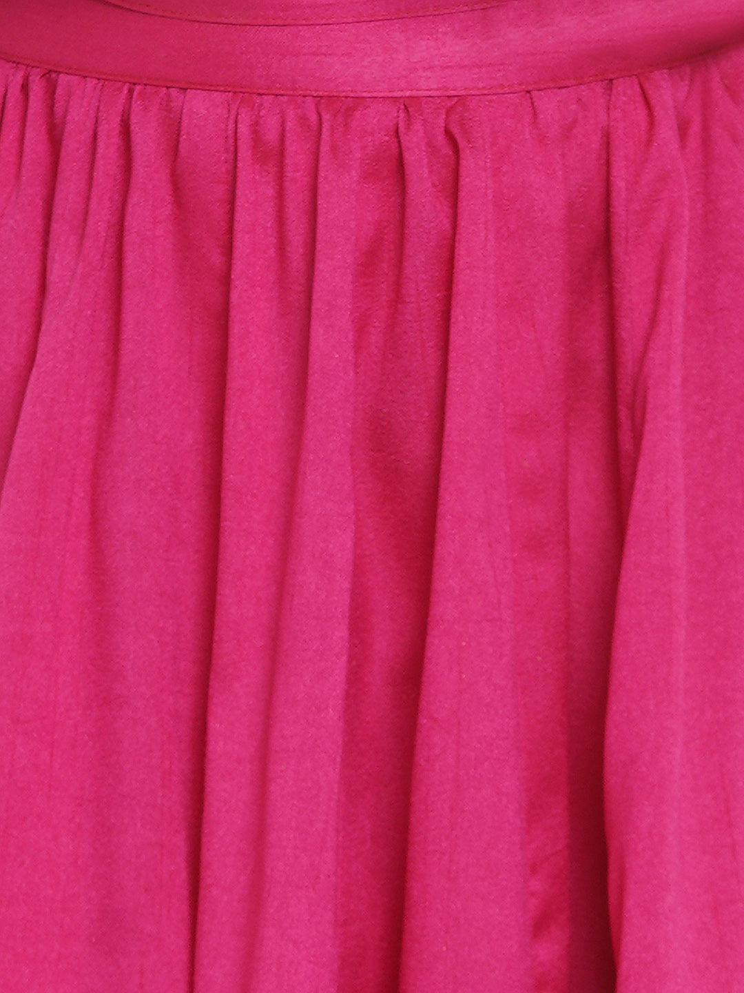 Bitiya By Bhama Girls Green & Fuchsia Solid Ready To Wear Lehenga & Blouse With Dupatta