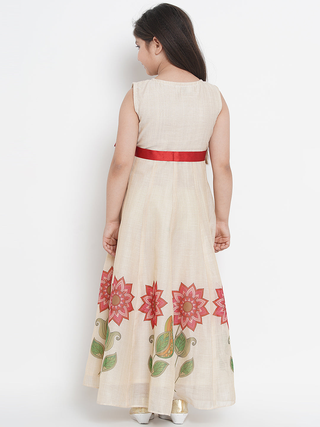 Bitiya by Bhama Beige & Red Floral Maxi Dress
