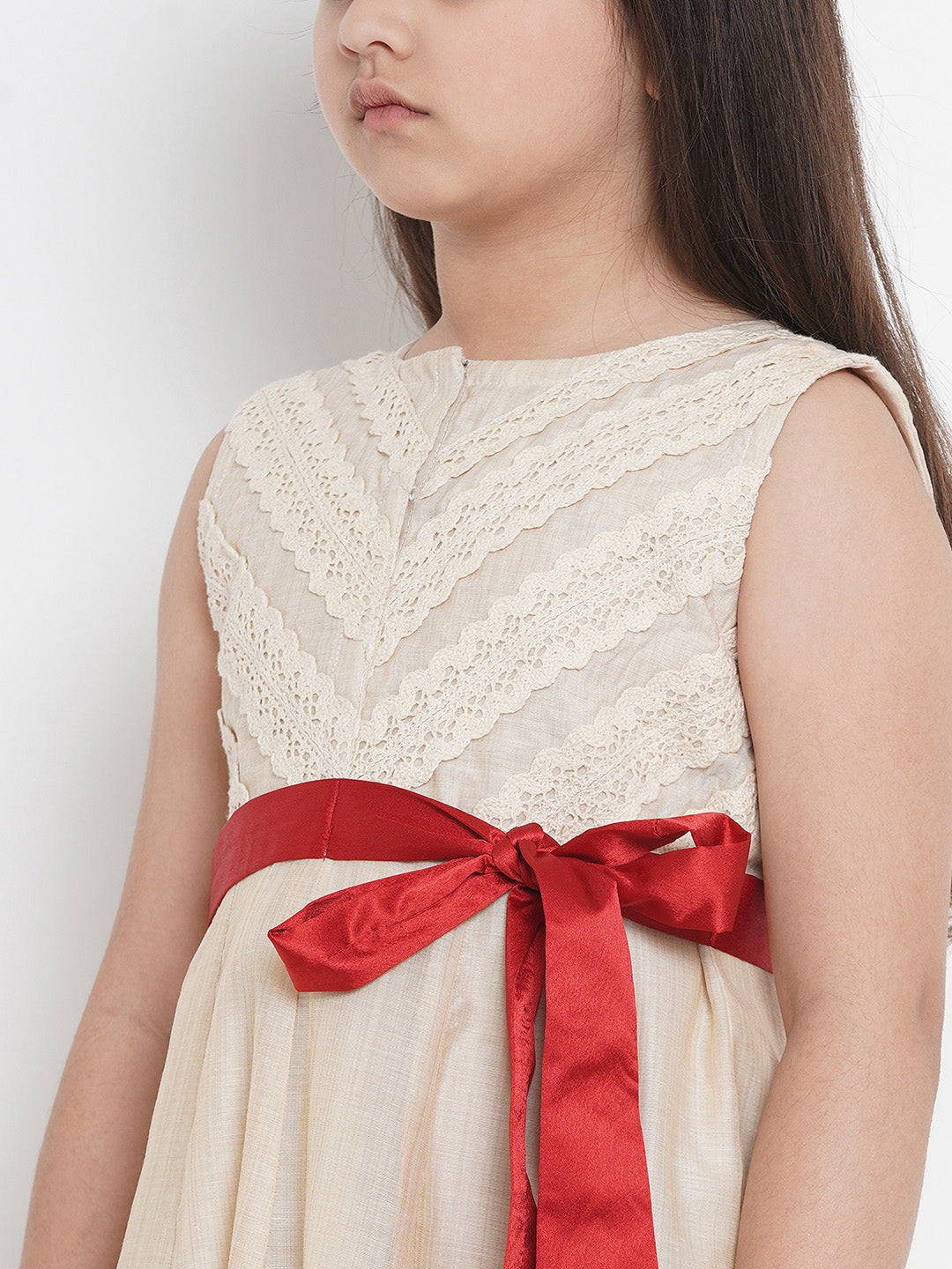 Bitiya by Bhama Beige & Red Floral Maxi Dress