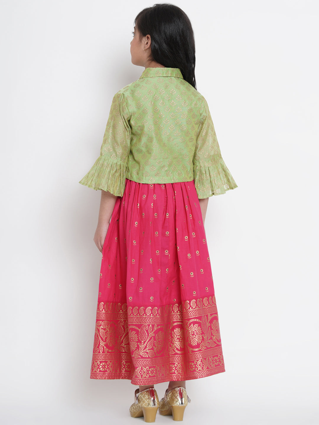 Bitiya by Bhama Fuchsia Pink & Green Ready to Wear Lehenga with Blouse