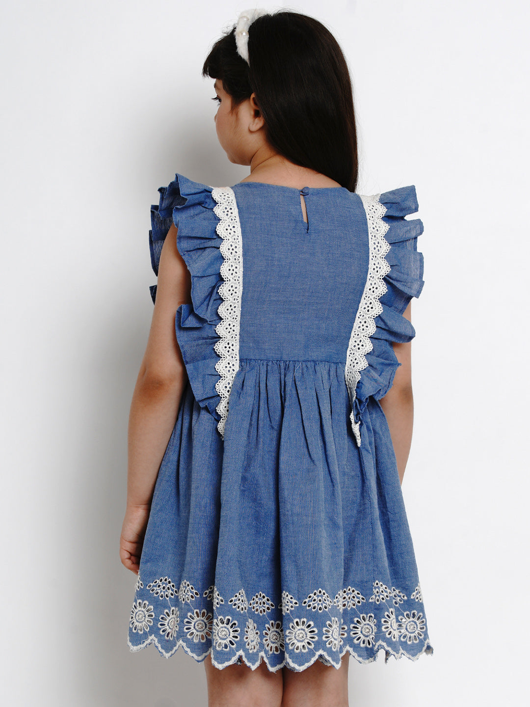 Bitiya By Bhama Girls Blue Solid Fit And Flare Dress