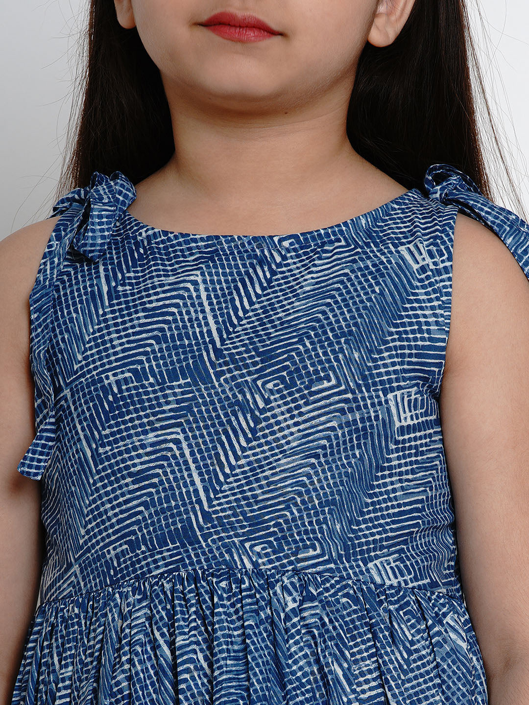 Bitiya By Bhama Girls Blue Printed Fit And Flare Dress