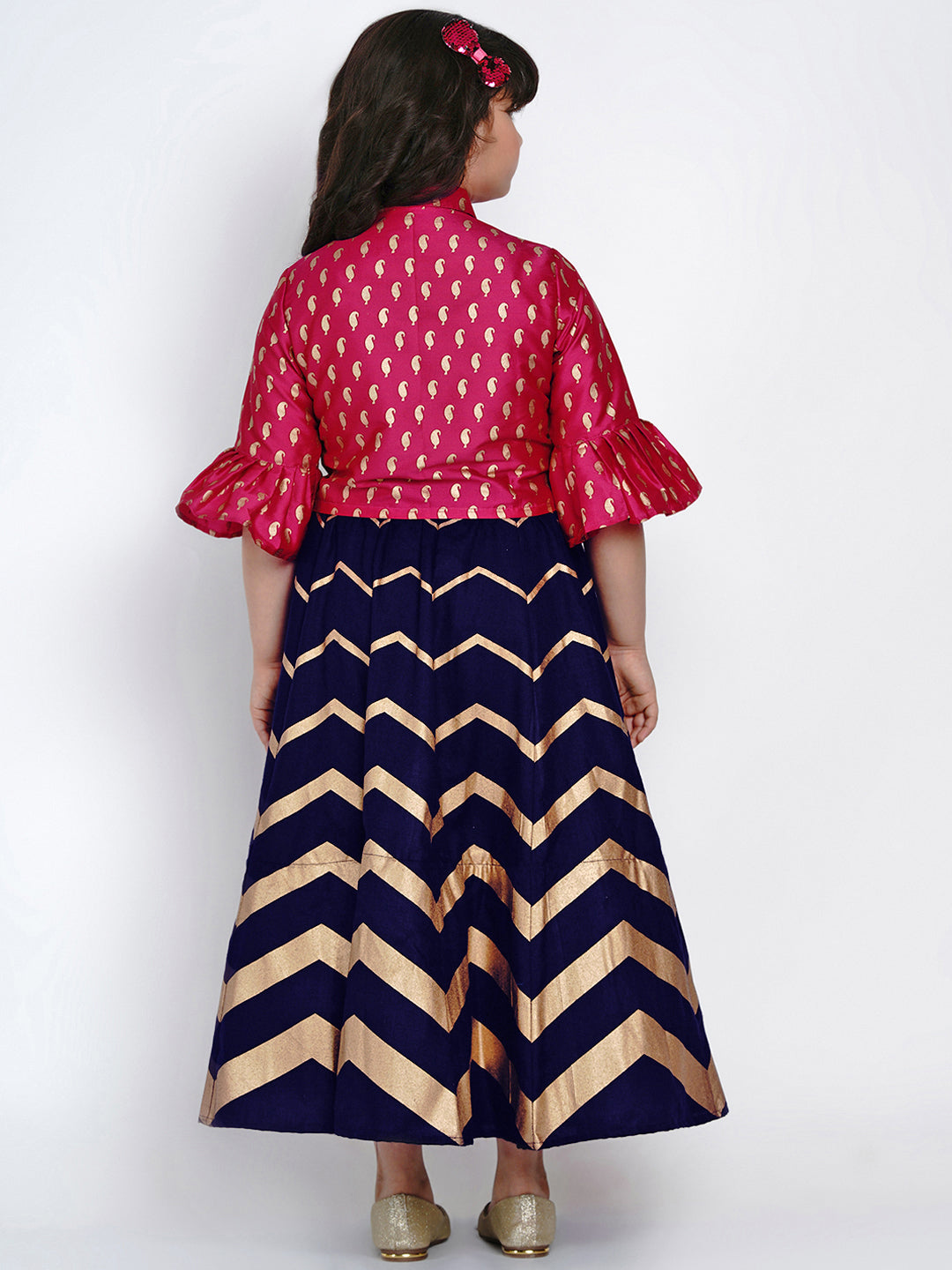 Bitiya By Bhama Pink & Navy Blue Ready To Wear Lehenga With Blouse