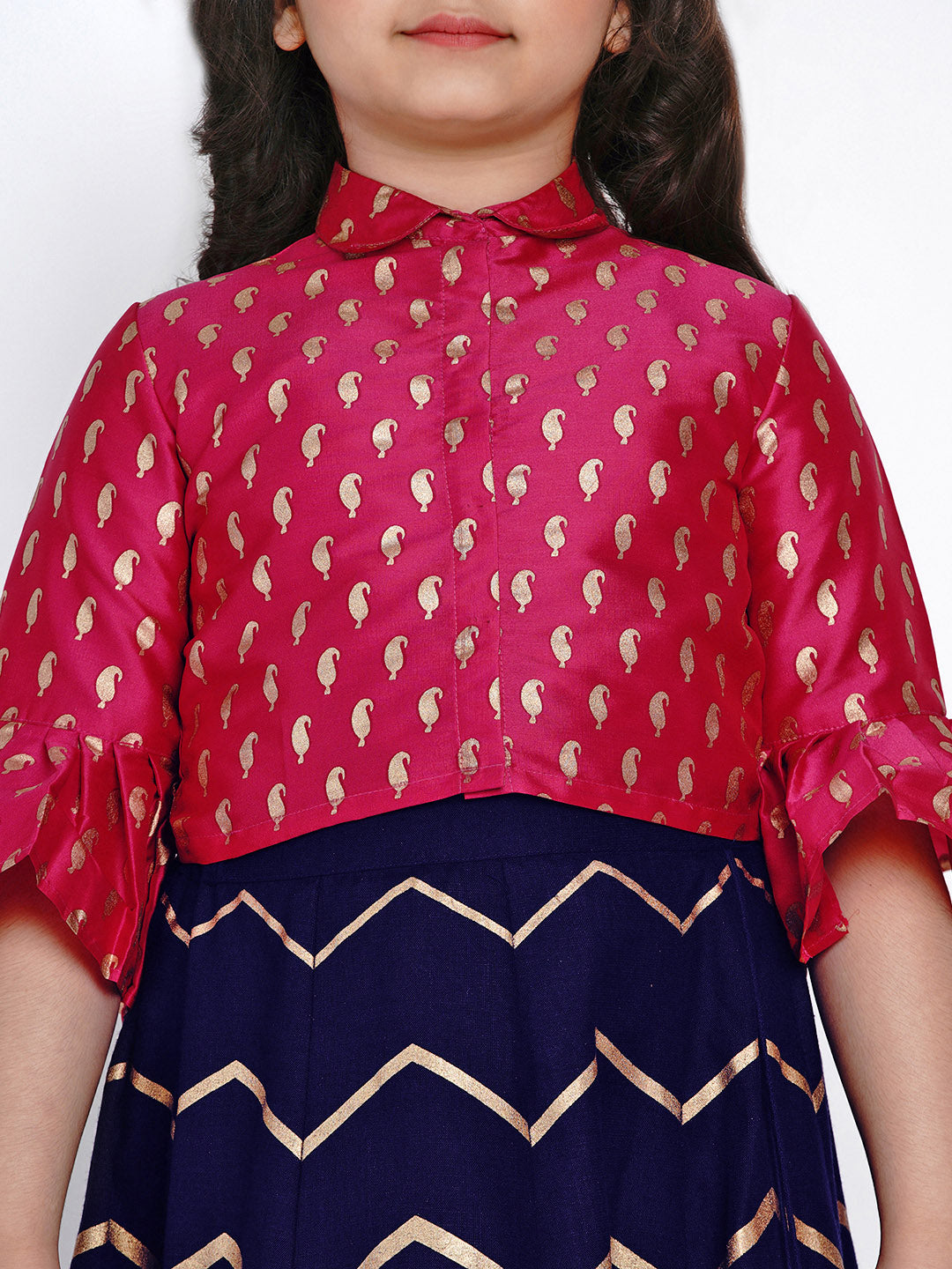 Bitiya By Bhama Pink & Navy Blue Ready To Wear Lehenga With Blouse