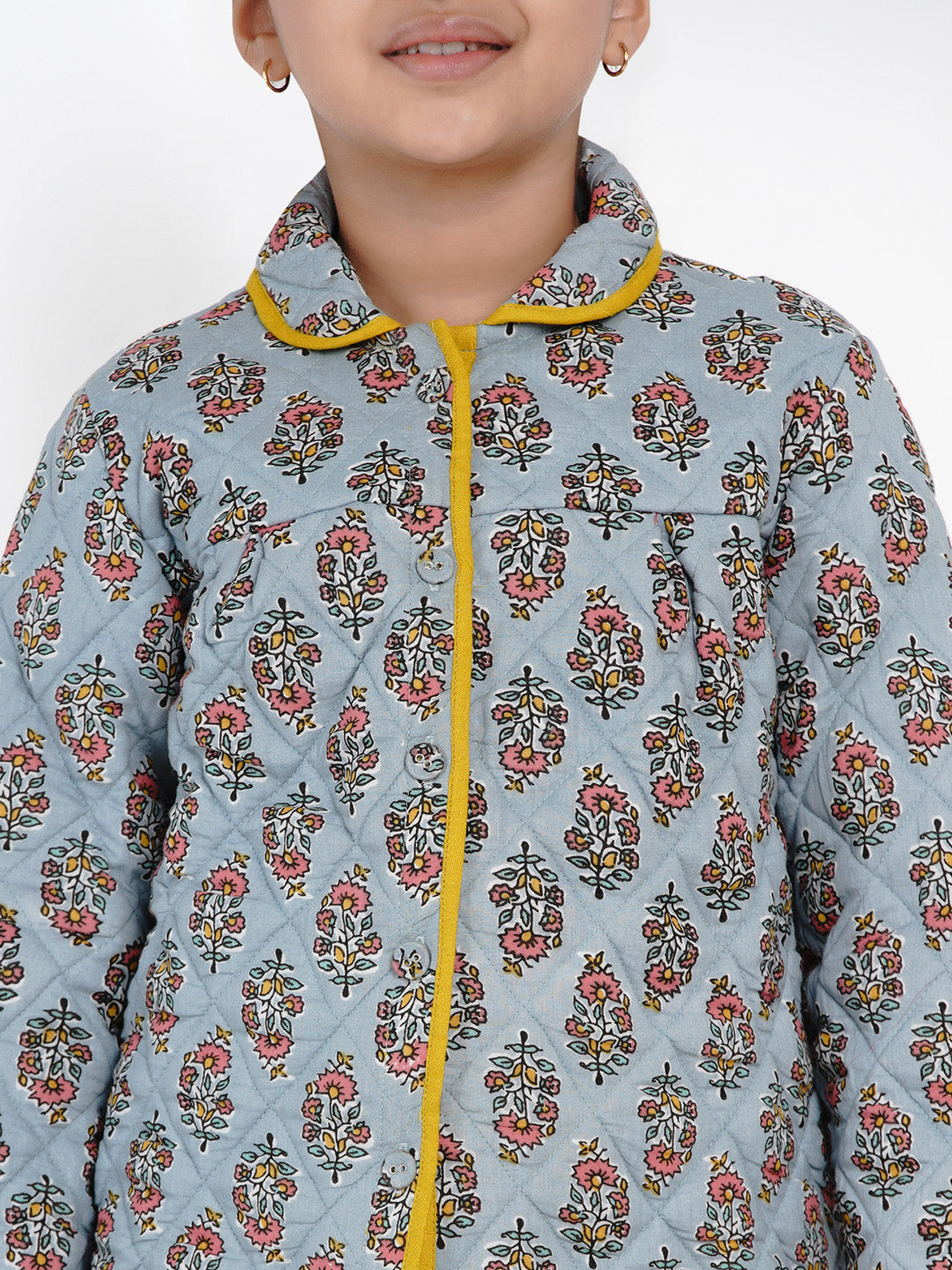 Bitiya by Bhama 
Girls Grey Printed Tailored Jacket