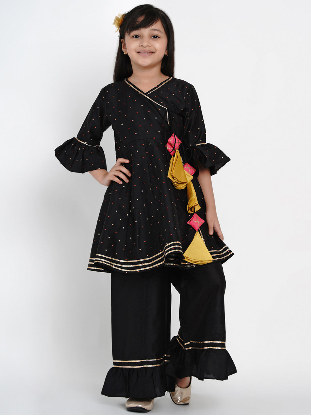Bitiya By Bhama Girls Black Ethnic Motifs Kurta With Palazzos