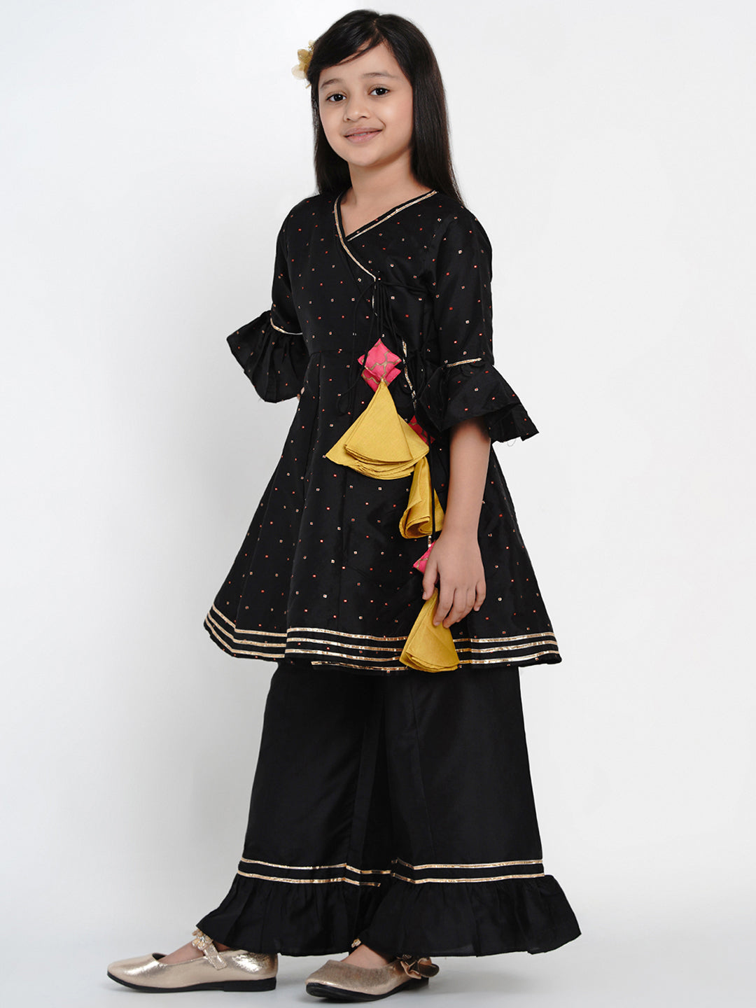 Bitiya By Bhama Girls Black Ethnic Motifs Kurta With Palazzos