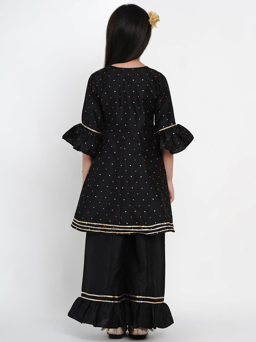 Bitiya By Bhama Girls Black Ethnic Motifs Kurta With Palazzos