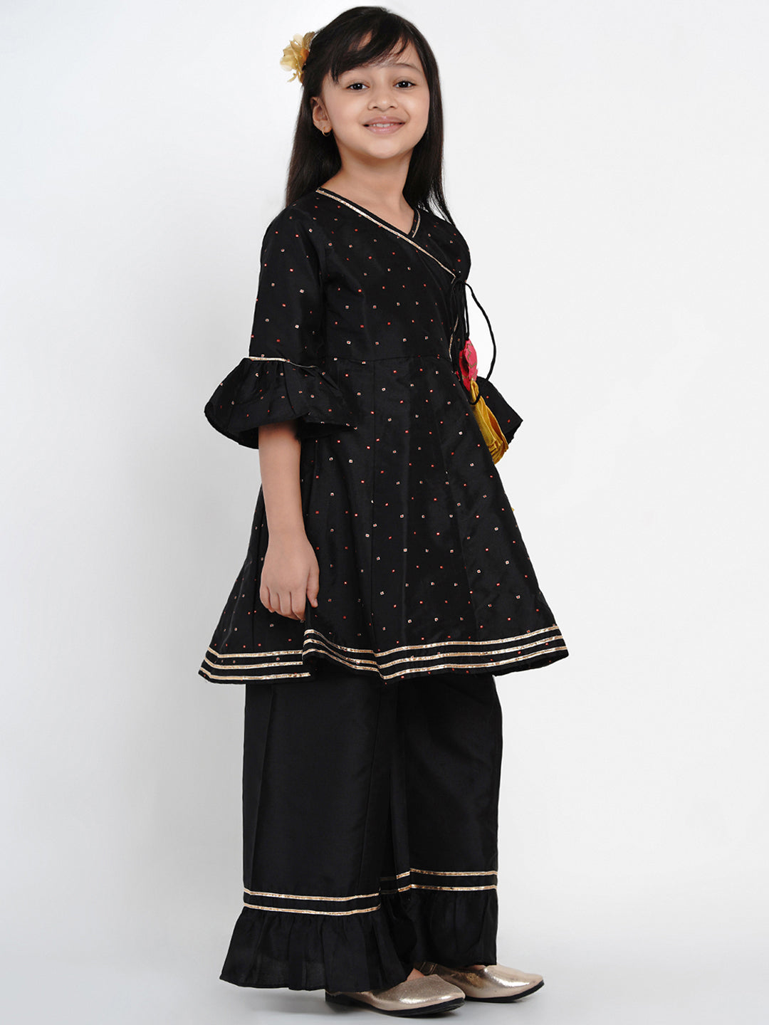 Bitiya By Bhama Girls Black Ethnic Motifs Kurta With Palazzos