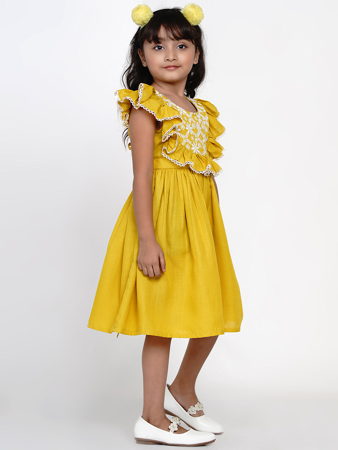 Bitiya By Bhama Yellow Embroidered Dress