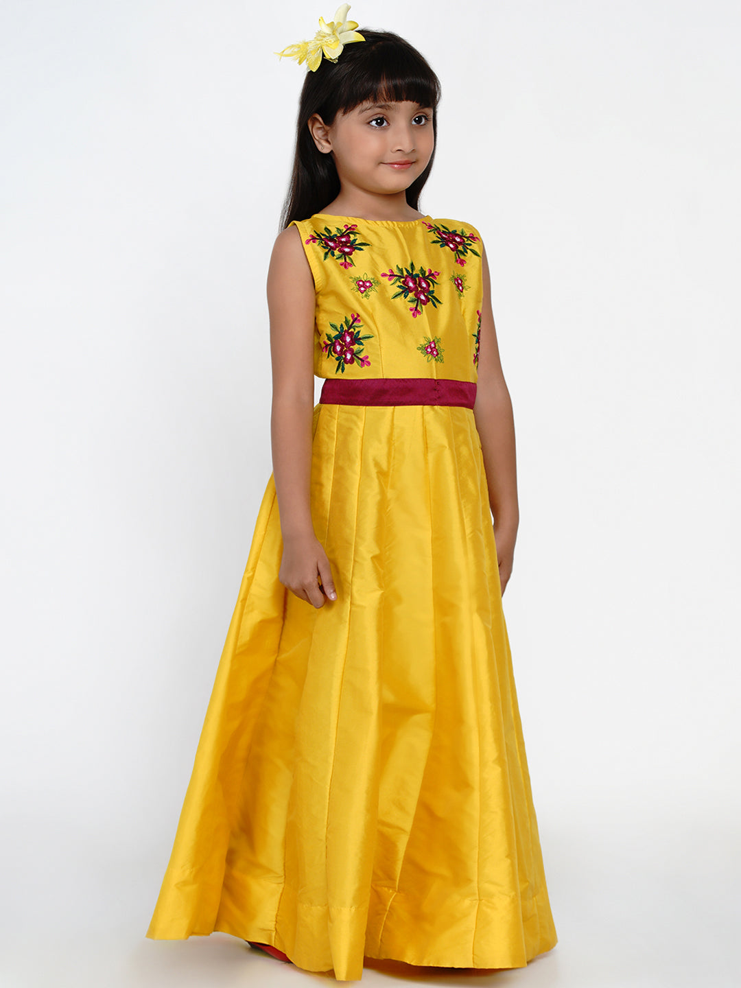Bitiya By Bhama Yellow Embroidered Dress