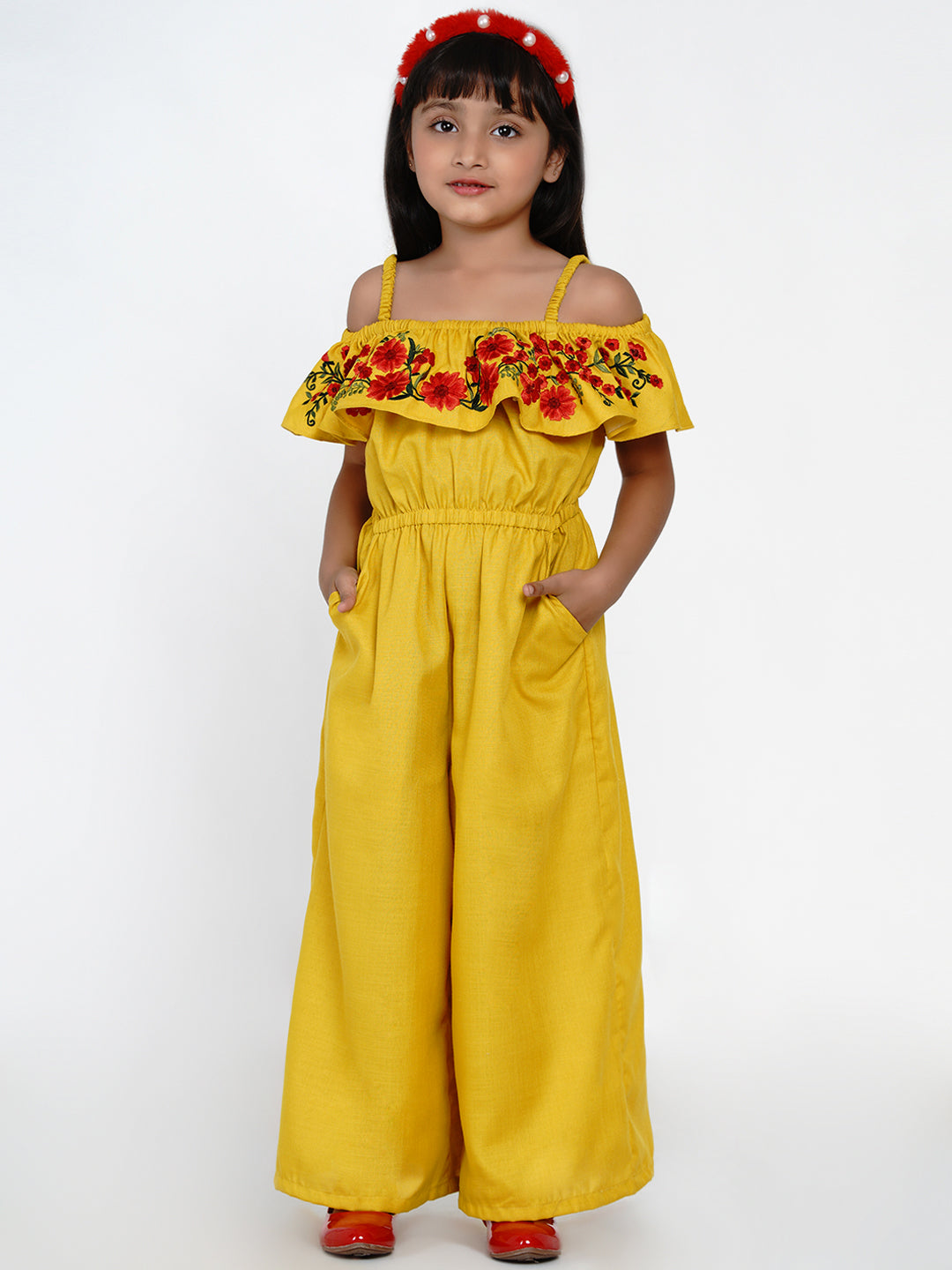 Bitiya By Bhama Mustard Embroidered Jumpsuit