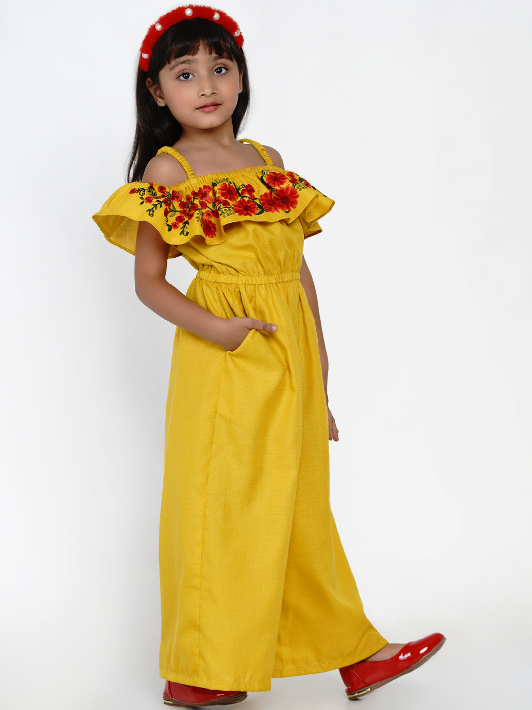 Bitiya By Bhama Mustard Embroidered Jumpsuit