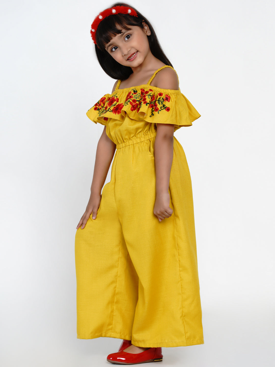 Bitiya By Bhama Mustard Embroidered Jumpsuit