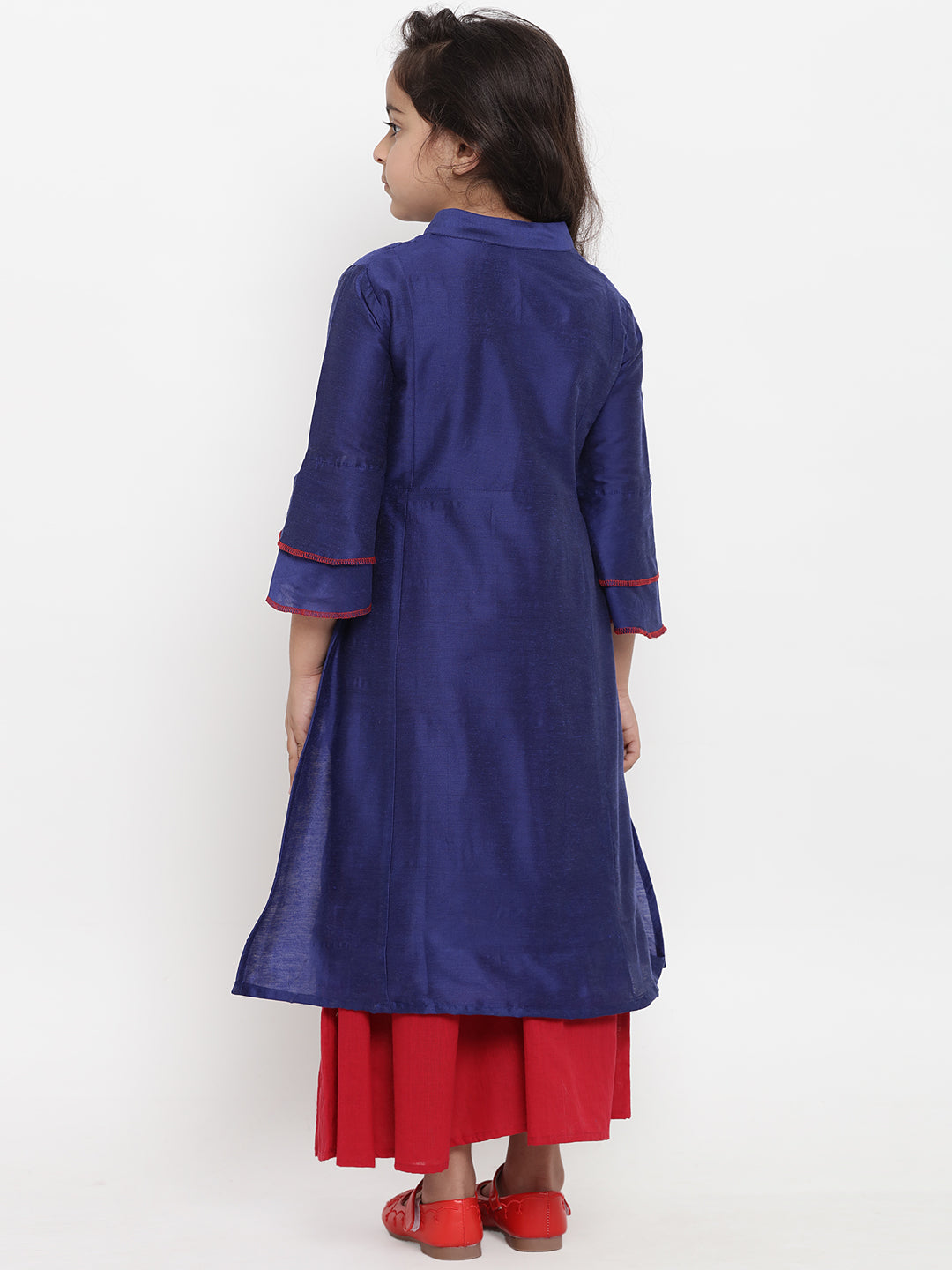 Bitiya By Bhama Girls Blue Embroidered Kurta With Palazzos