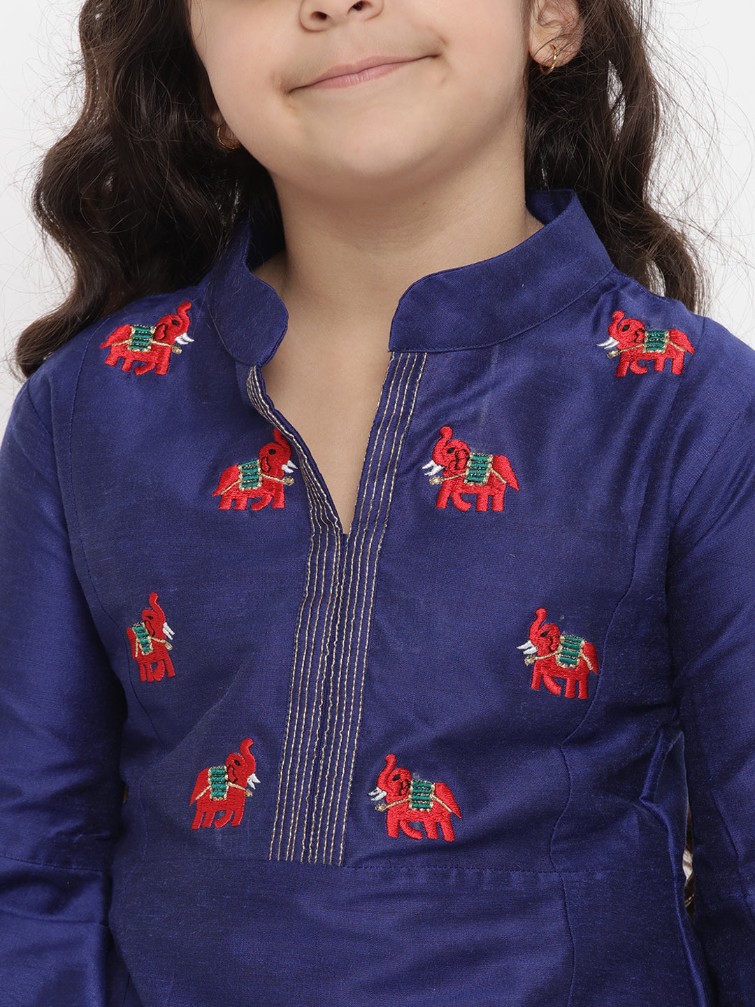 Bitiya By Bhama Girls Blue Embroidered Kurta With Palazzos