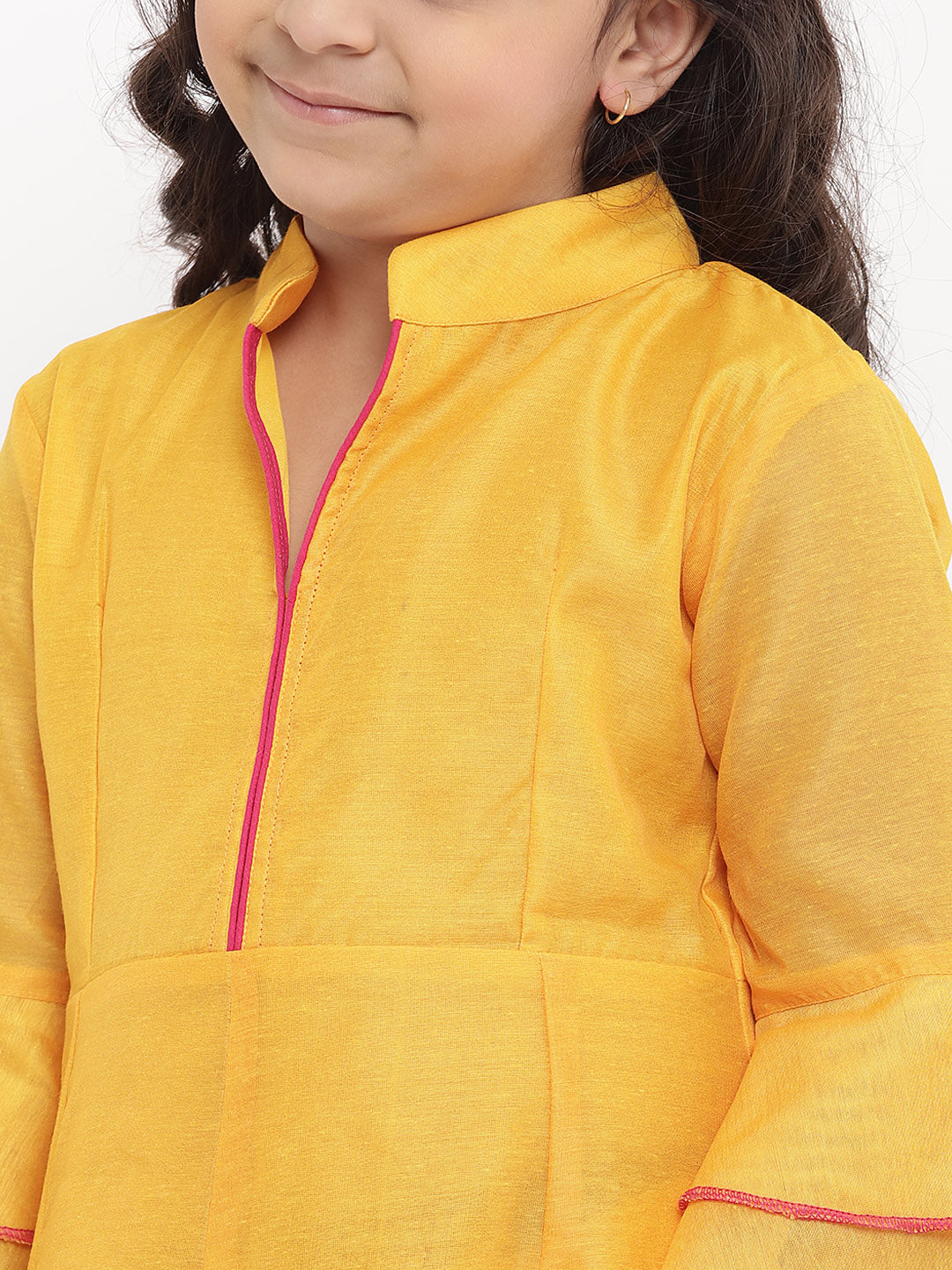 Bitiya By Bhama Girls Yellow Printed Kurta With Palazzos