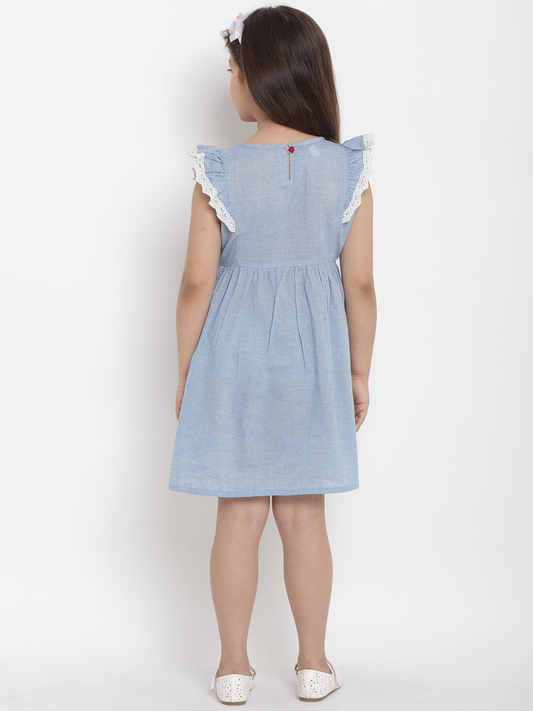 Bitiya By Bhama Girls Blue Striped Fit And Flare Dress