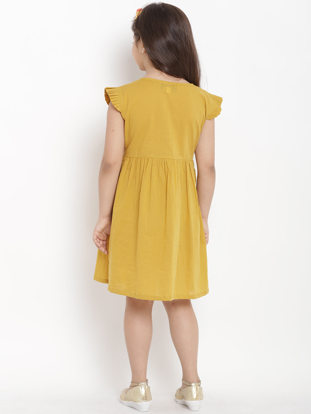 Bitiya By Bhama Girls Mustard Empire Dress