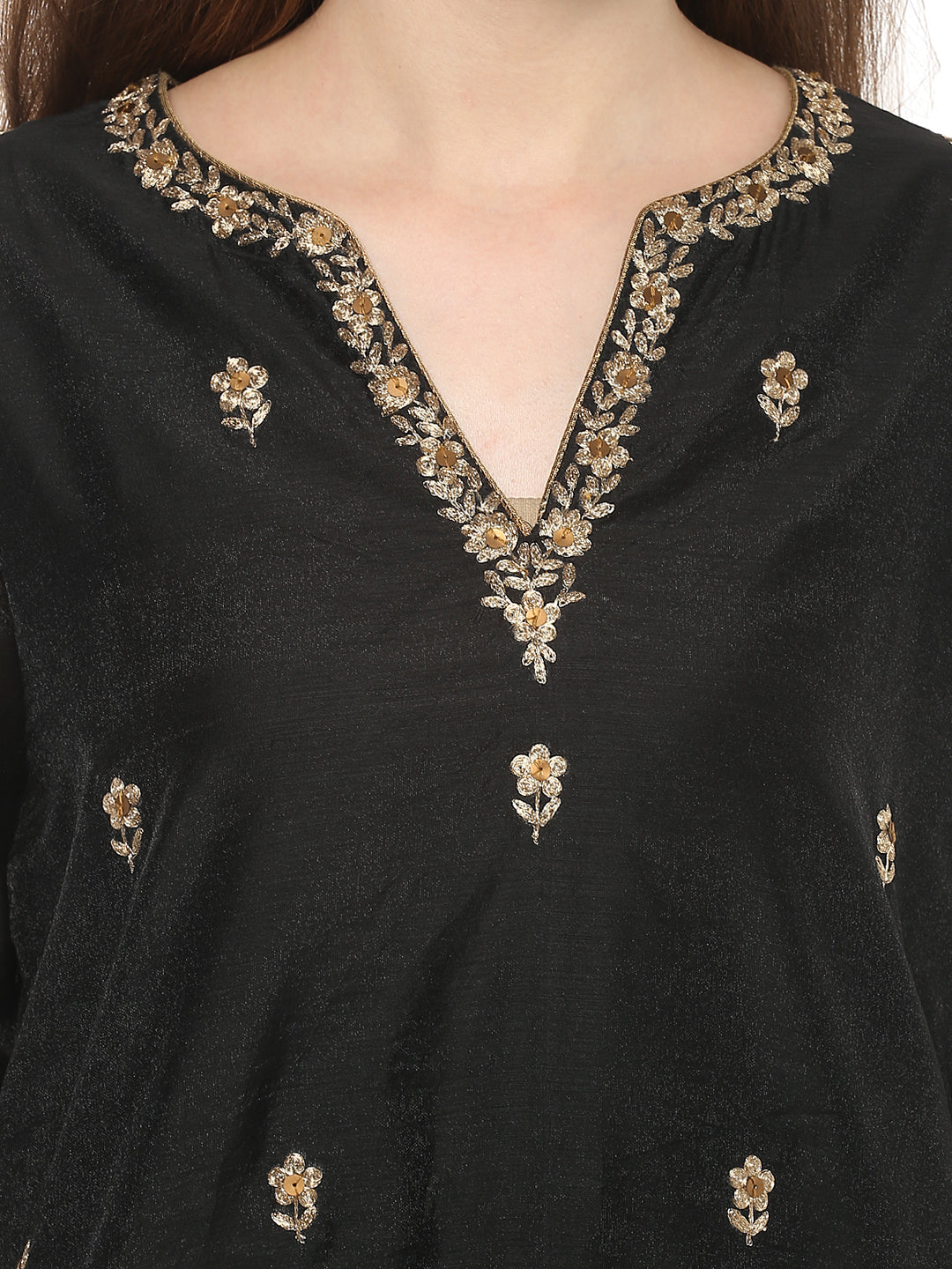 Black And Beige Printed Kurta With Palazzos
