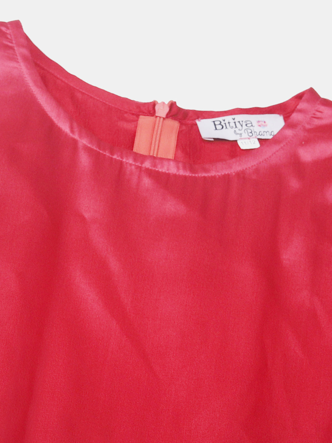 Bitiya By Bhama Girls Coral Pink Digital Print Gown