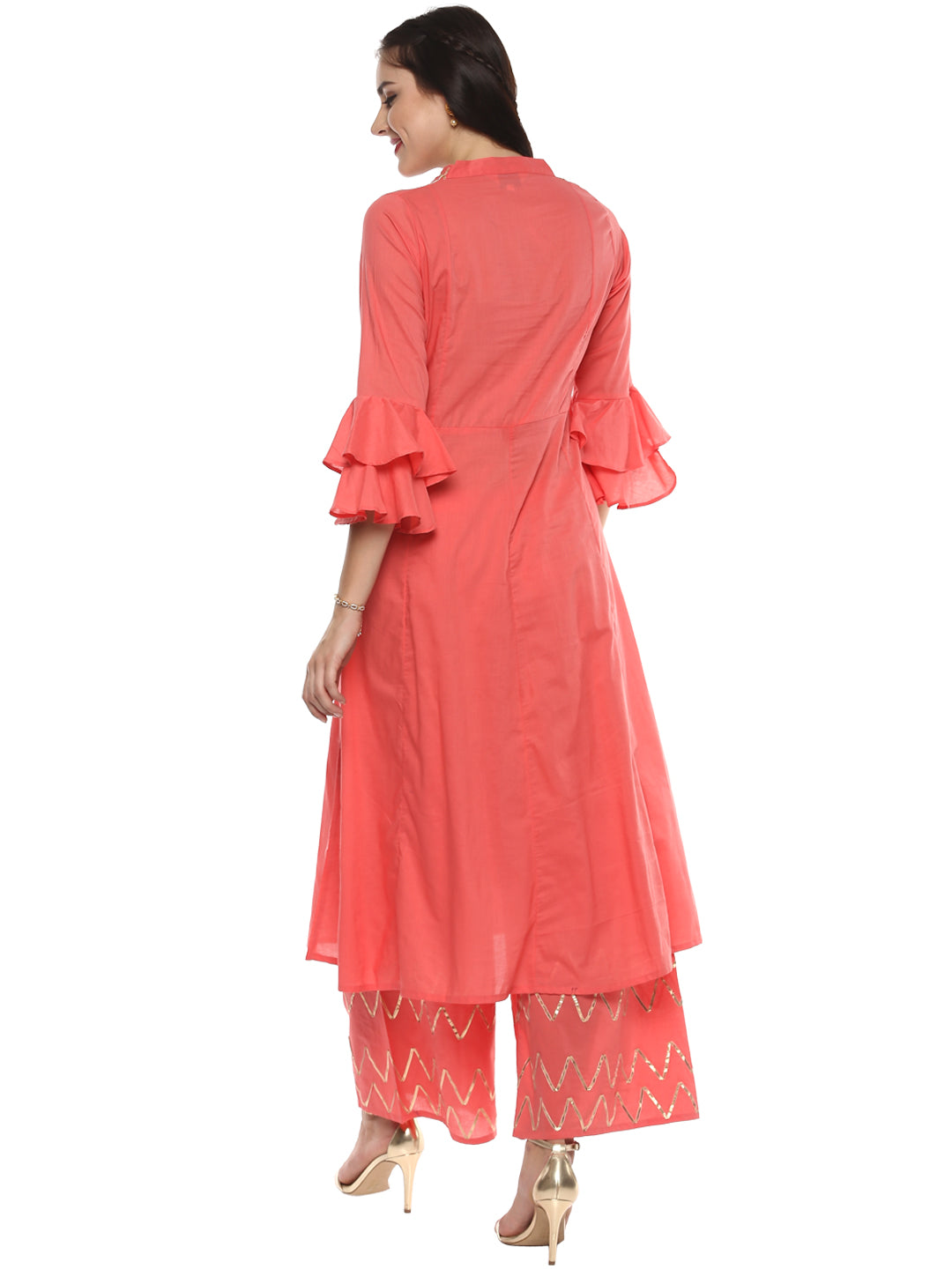 Orange Yoke Design Kurta With Palazzos