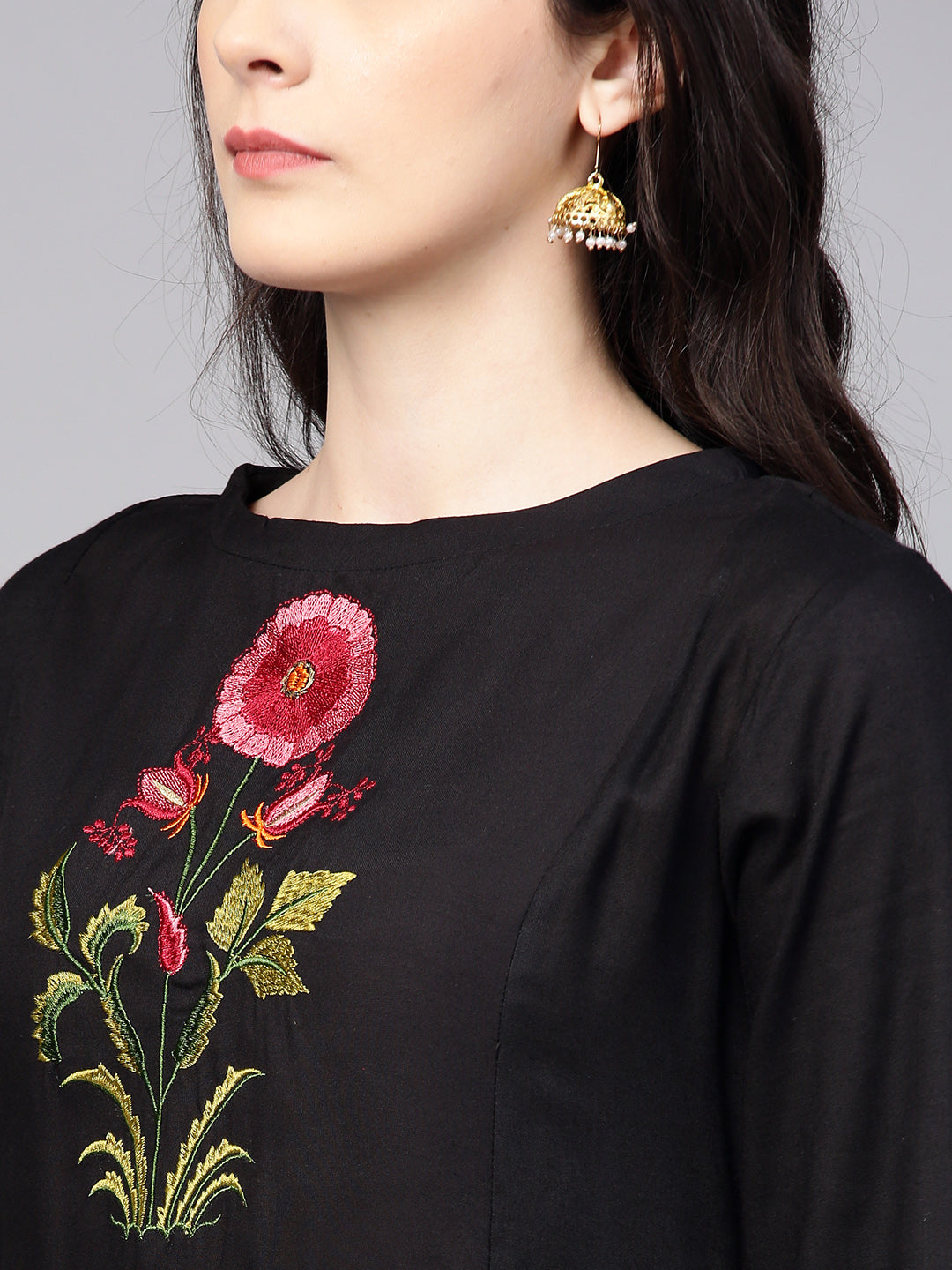 Black Yoke Design Kurta With Palazzos
