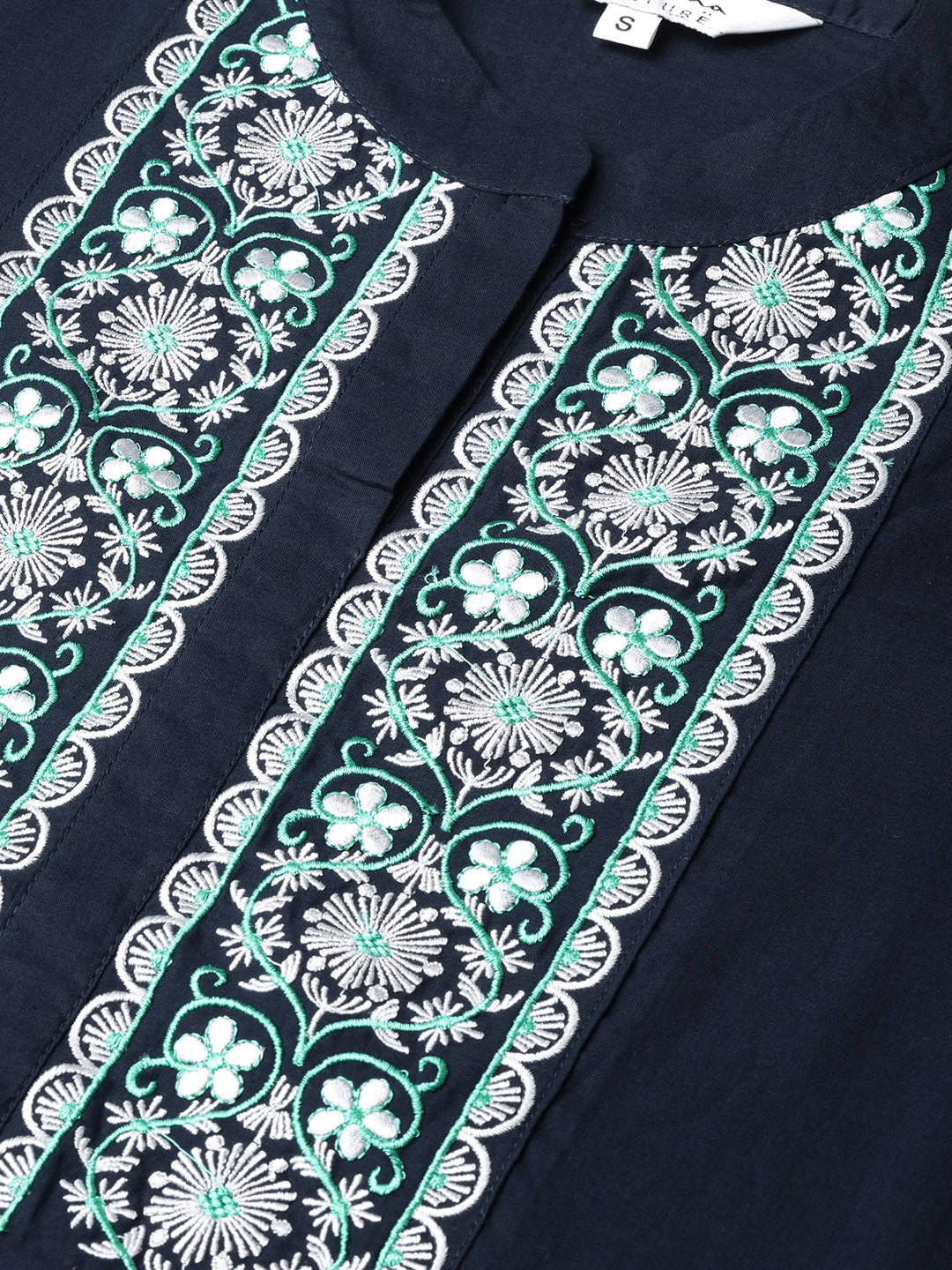 Bhama Couture Women Blue Ethnic Motifs Yoke Design Panelled Kurti with Palazzos