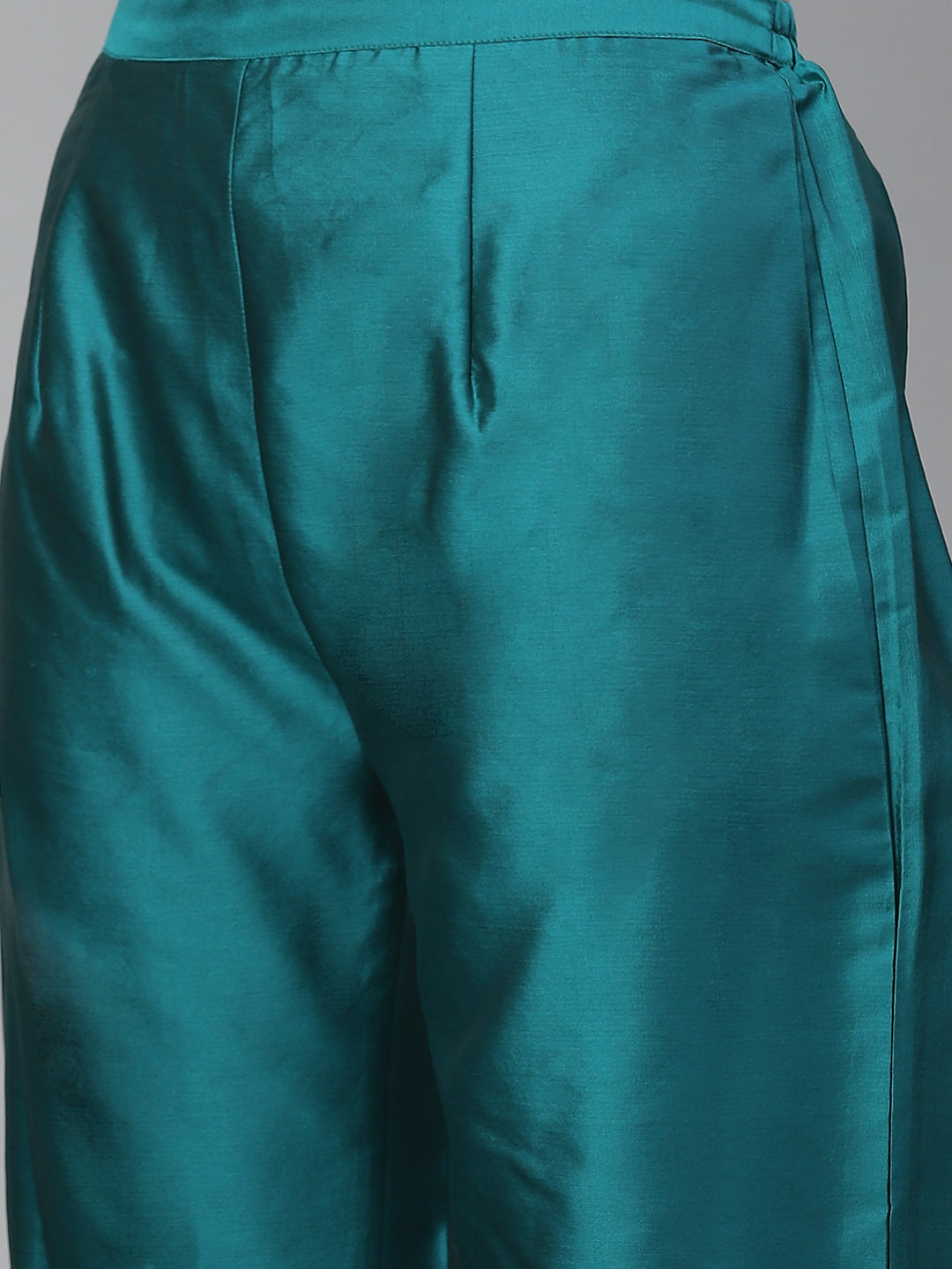 Teal green and golden woven design kurta with palazzos