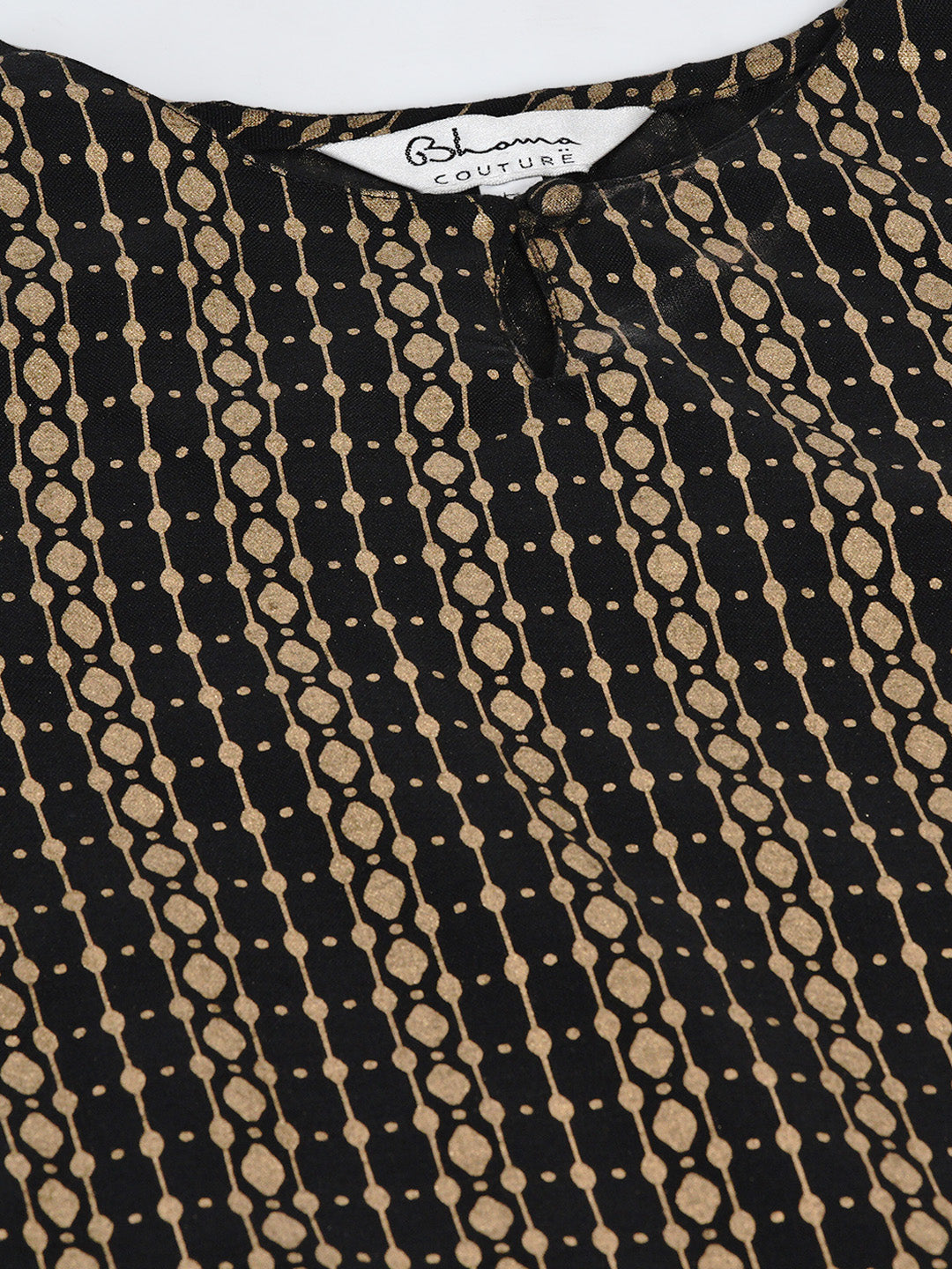 Black and gold-toned printed kurta with sharara