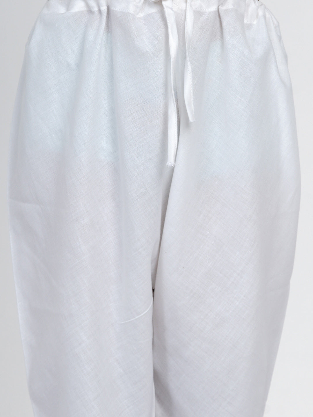 Boys White Printed Angrakha Kurta with Pyjamas