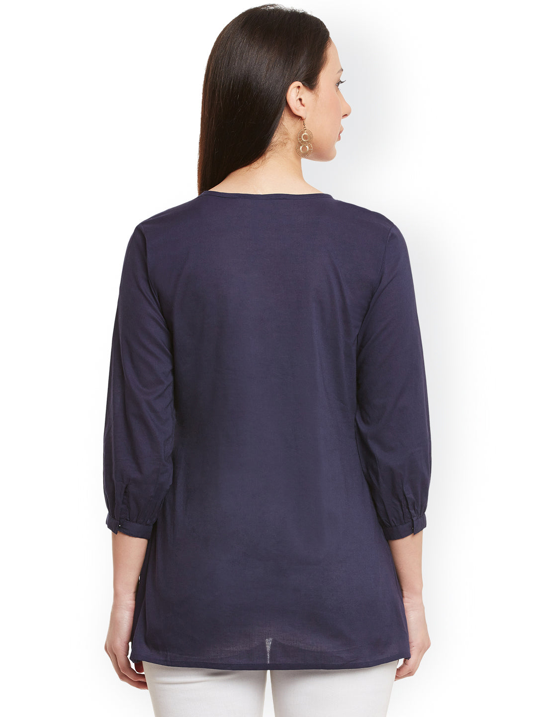 Bhama Couture Navy Blue Embroidered Tunic