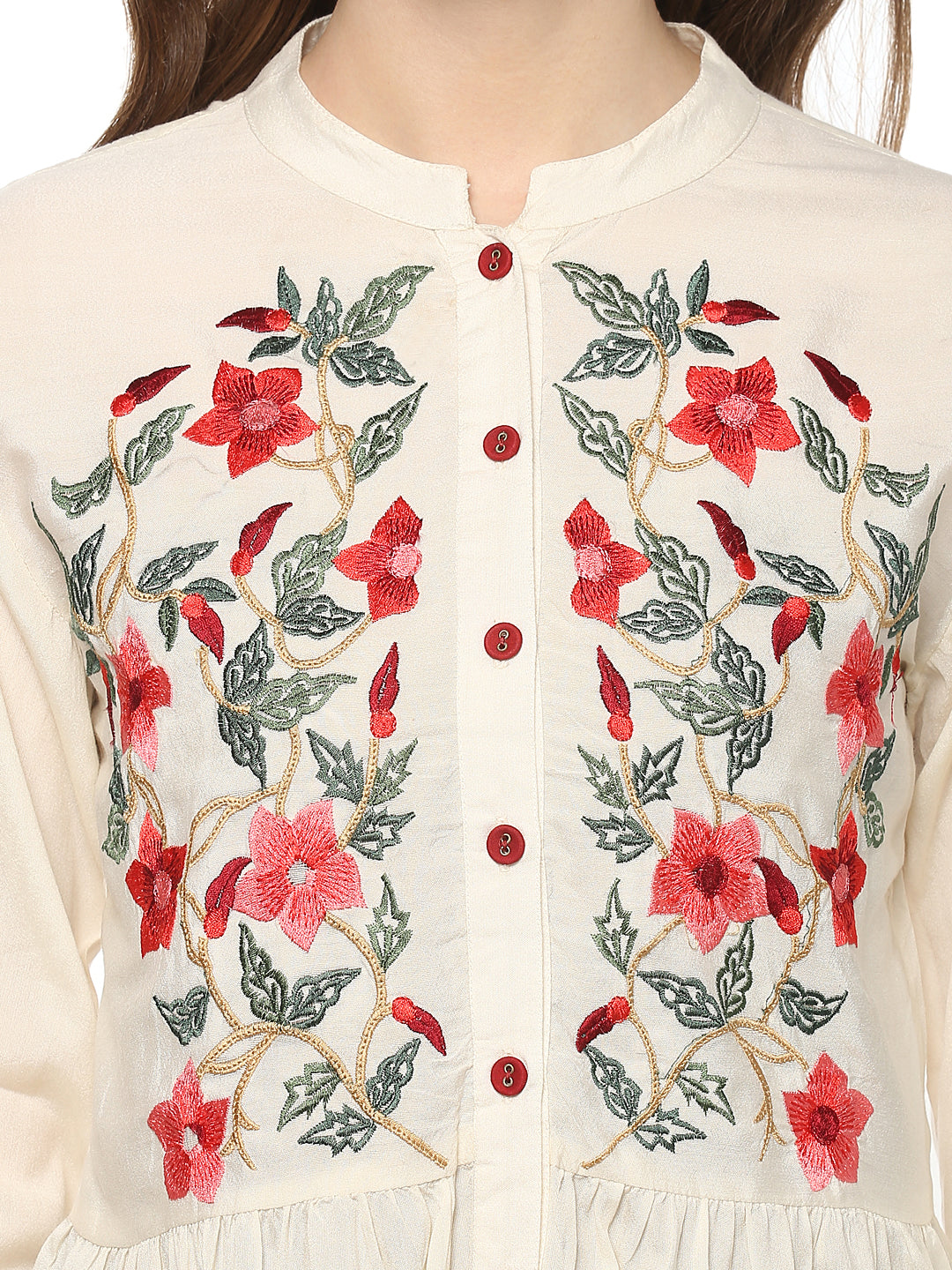 Bhama Couture Off White Embroidered Top