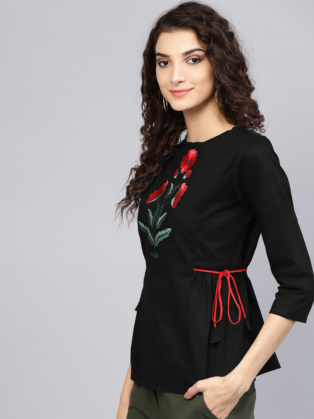 Bhama Couture Women Black Solid Top
