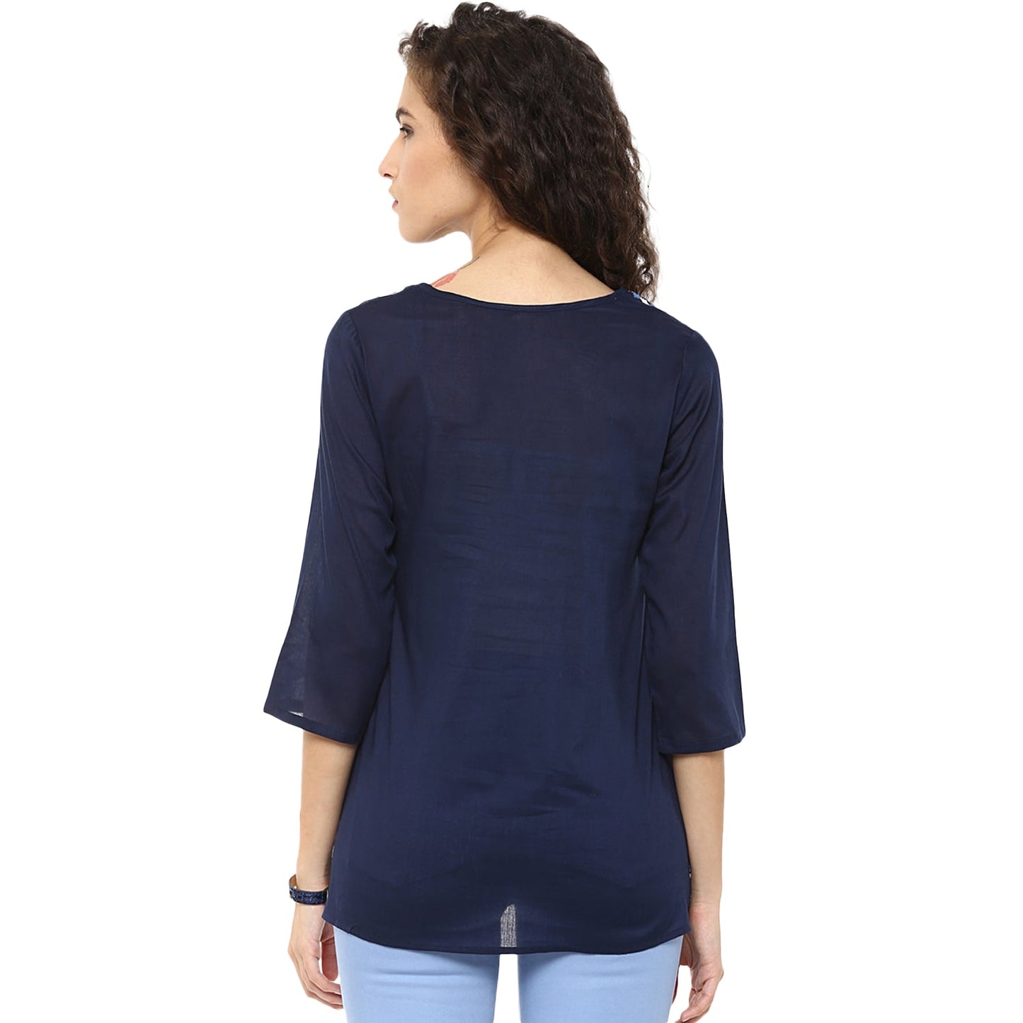 Bhama Couture Navy Blue Embroidered Top