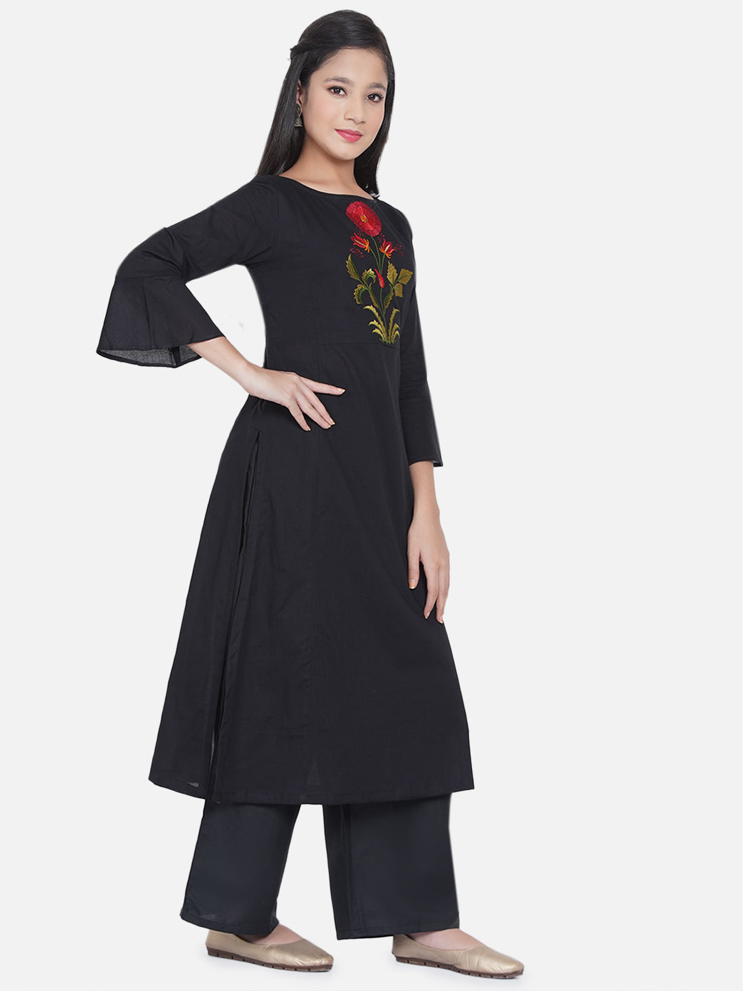 Bitiya By Bhama Black Kurta With Palazos