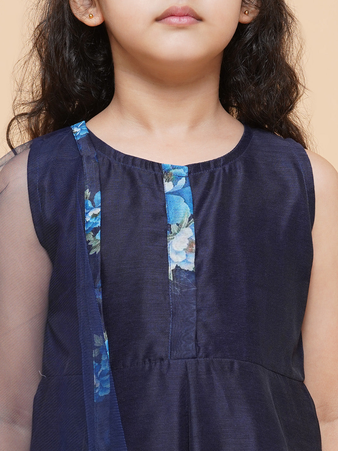Bitiya By Bhama Navy Blue Digital Print Anarkali With Pant With Dupatta