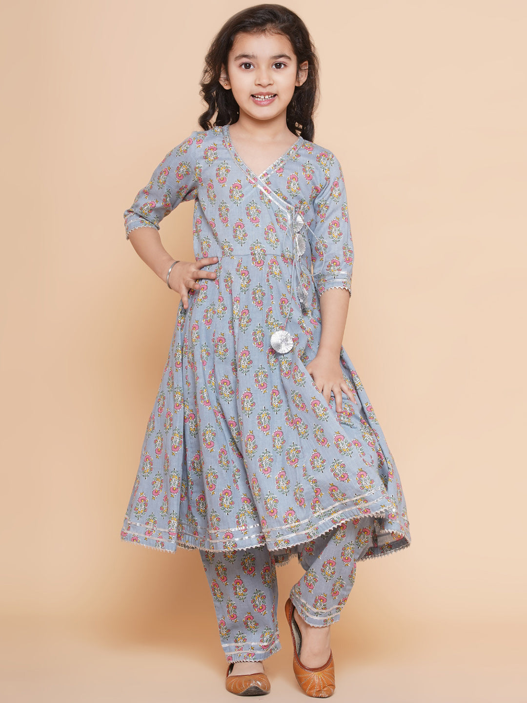 Bitiya By Bhama Grey Printed Kurta With Trousers