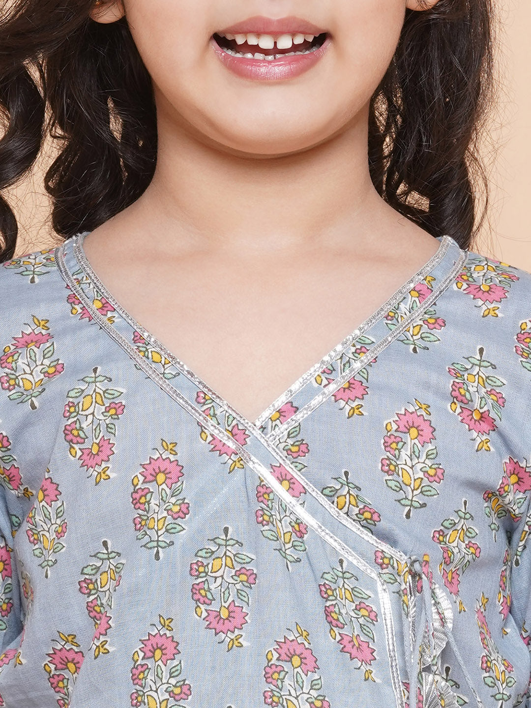 Bitiya By Bhama Grey Printed Kurta With Trousers