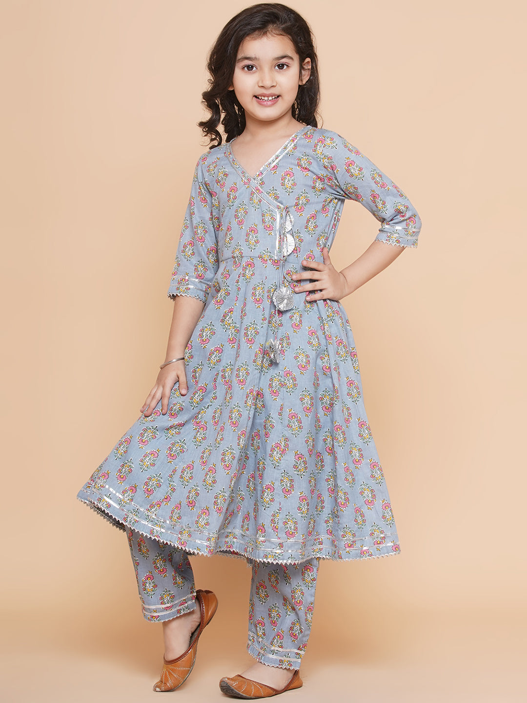 Bitiya By Bhama Grey Printed Kurta With Trousers