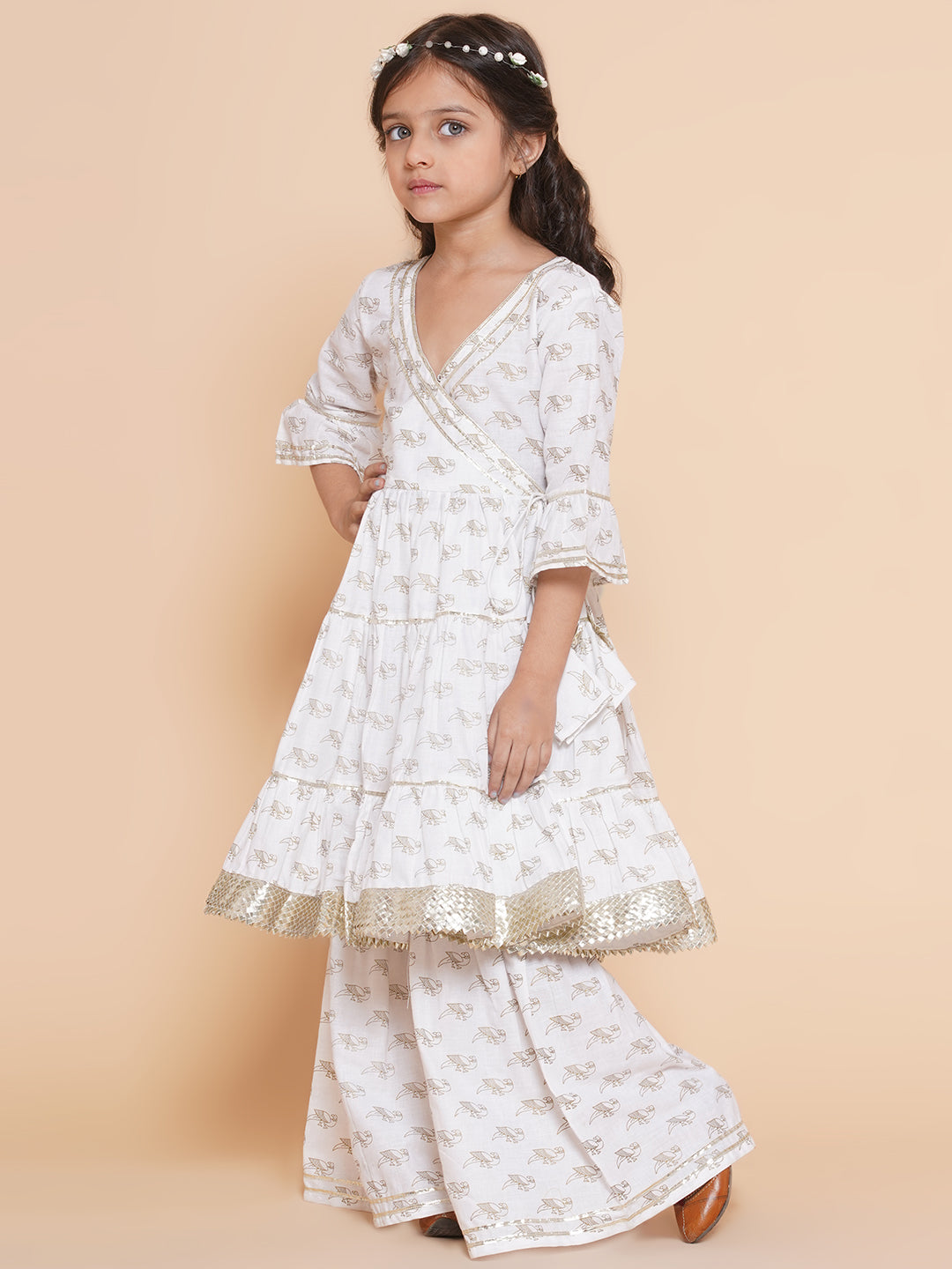 Bitiya By Bhama Girls Brid Printed Kurta With Sharara