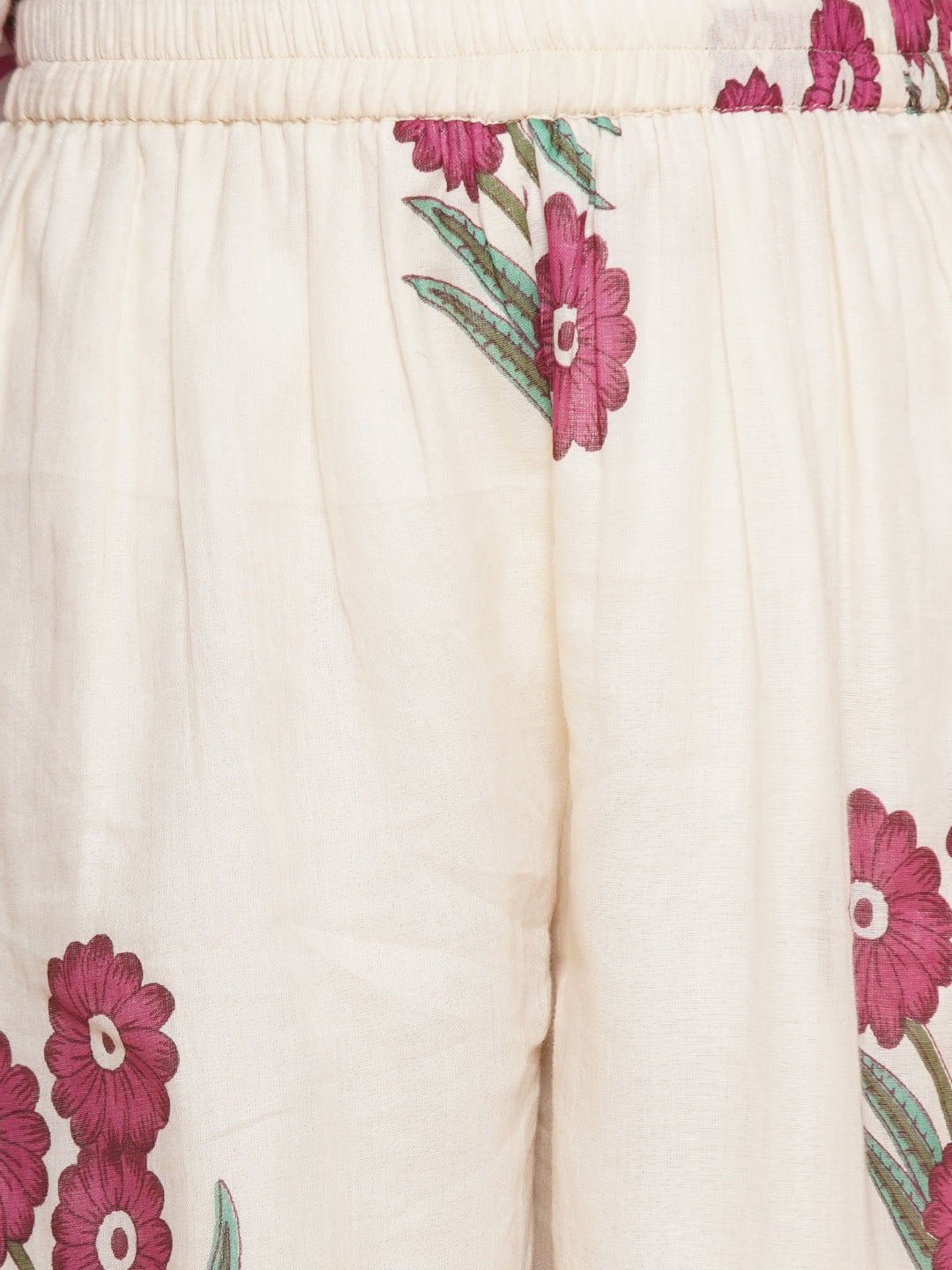 Bitiya by Bhama Girls Pink & White Floral Printed Kurta With Sharara
