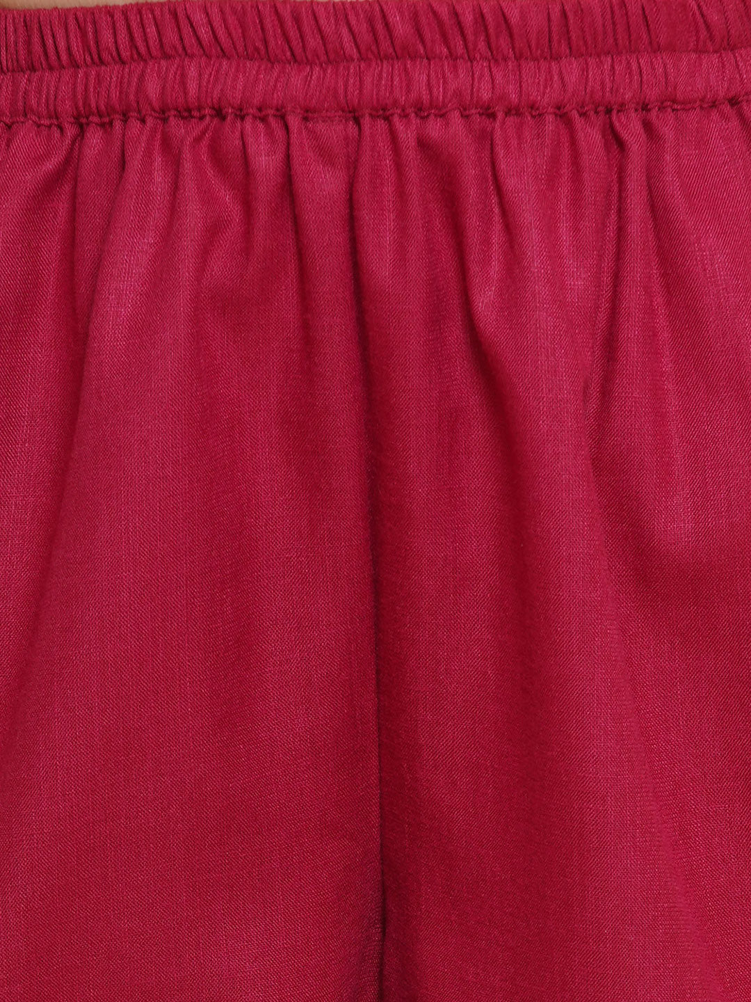 Bitiya By Bhama Girls Maroon Ethnic Motifs Printed Angrakha Cotton Kurta With Trouser & Dupatta
