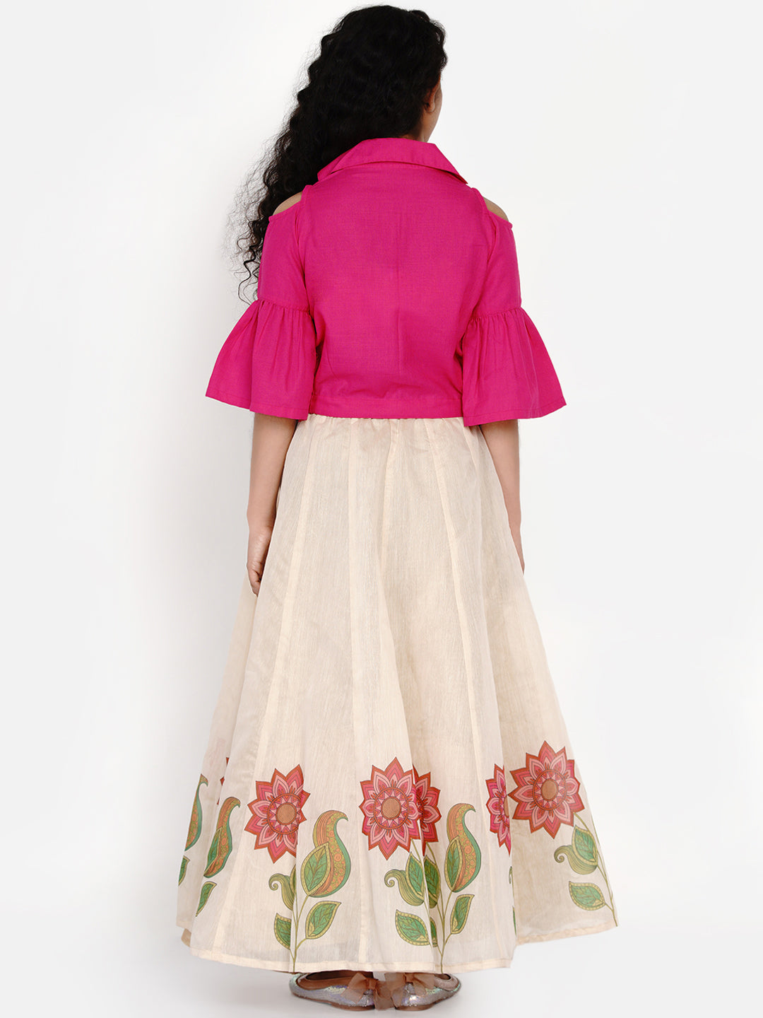 Bitiya By Bhama Teens Girls Block Printed Ready To Wear Lehenga & Blouse