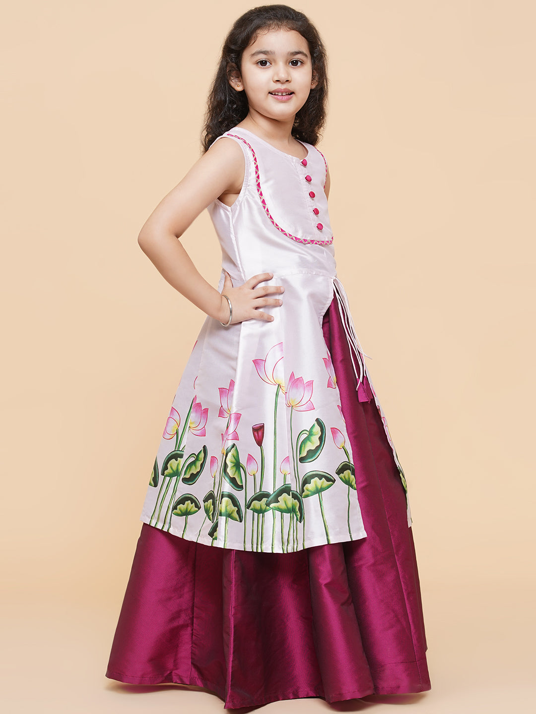 Bitiya By Bhama Girls Printed Ready To Wear Lehenga & Kurta