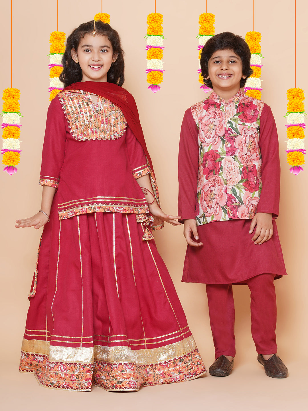 Maroon Lehenga for Kids