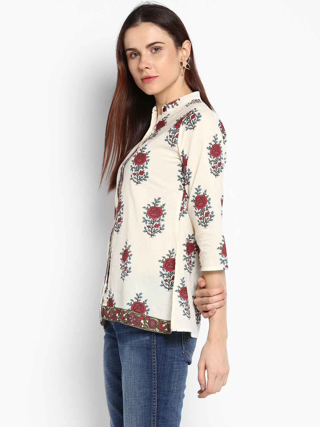 Bhama Couture Off-White Printed Pure Cotton Top